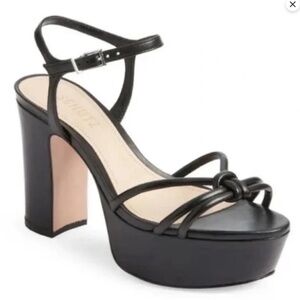 SCHUTZ Black Knotted Strappy Platform Block Heel Sandals